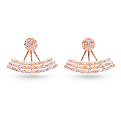 Handmade Double Sided Cubic Zirconia Ear Jackets White (Rose)