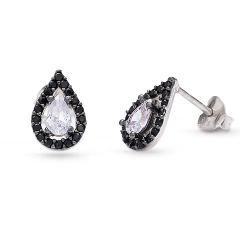 Handmade Double Sided Cubic Zirconia Ear Jackets White (Rose)