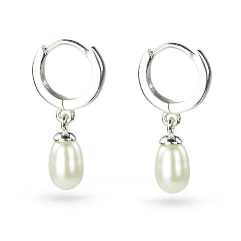 Sterling Silver Marcasite Pearl Stud Earrings
