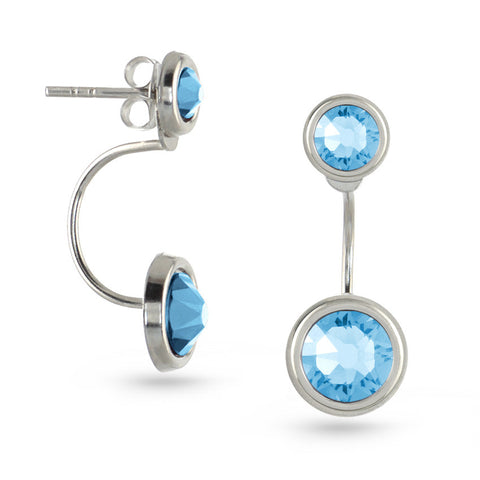 Blue Zircon Swarovski Crystal Ear Jackets