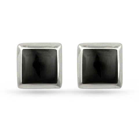 Black Resin Square Stud Earrings