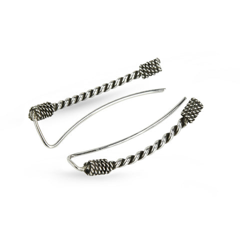 CZ Hand Fan Silver Stud Earrings