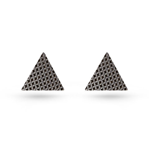 Brushed Silver Triangle Stud Earrings