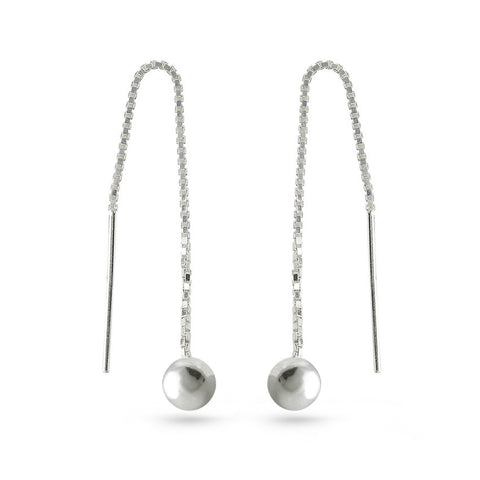 Silver Circle Threader Earrings