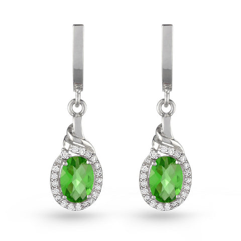 Green Oval Drop Earrings