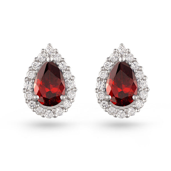 Ruby Red Pear Earrings