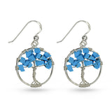 Turquoise Tree Of Life Circle Drop Earrings