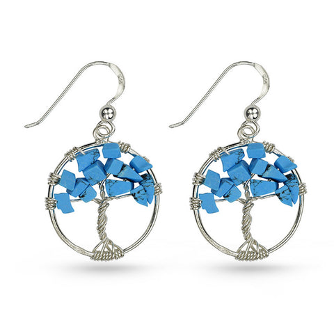 Tree Of Life Turquoise Drop Earrings