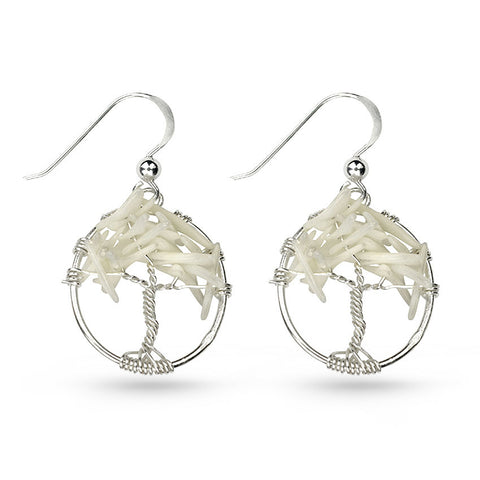 Tree Of Life White Coral Drop Earrings