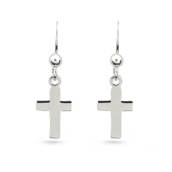 Sterling Silver Cross Drop Earrings