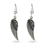 Angel Wings Oxidised Sterling Silver Drop Earrings