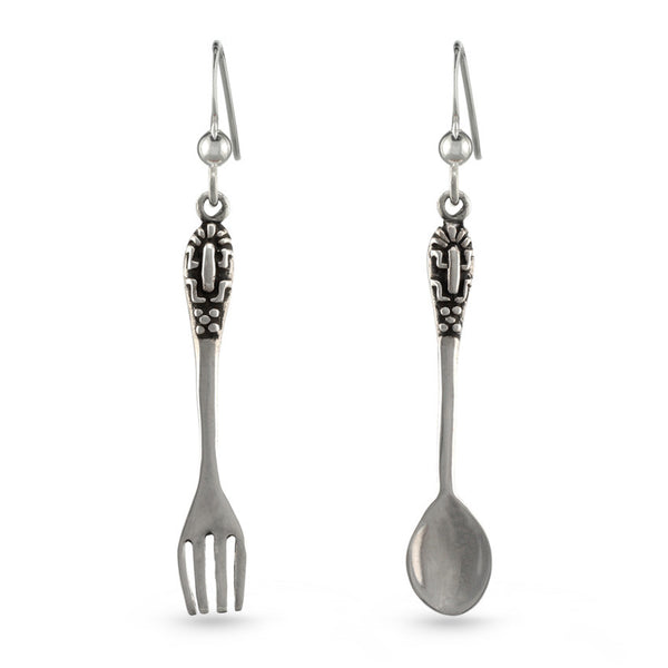 Cutlery Fork Spoon Drop Earrings