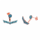 Handmade Spiky Turquoise Ear Jackets (Rose)