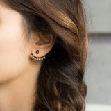Summer Sterling Silver Handmade Citrine Black CZ Pierced Earring Jackets Two-Way Earrings