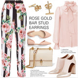 Rose Gold Bar Stud Earrings