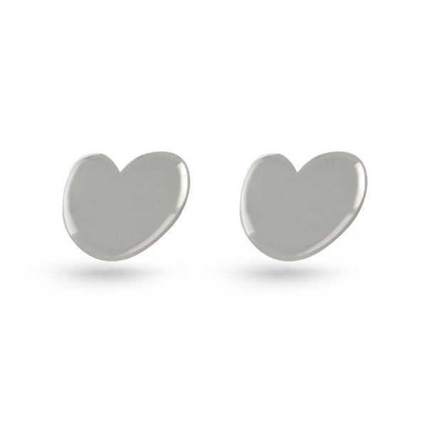 Asymmetric Heart Shaped Silver Stud Earrings