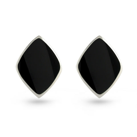 Black Resin Diamond Stud Earrings