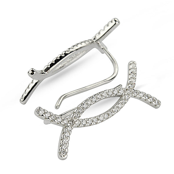 Cubic Zirconia Curved Crossing Ear Climbers