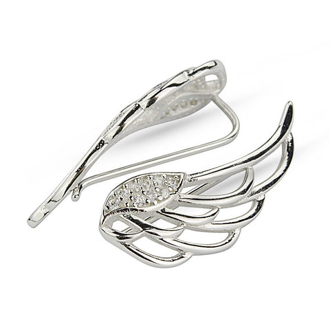 Feather On Chain Threader Earrings