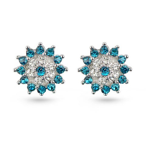Aquamarine Snowflake Stud Earrings