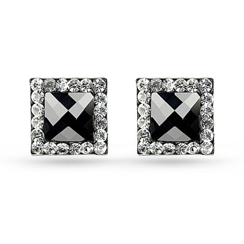 Black Square Crystal Stud Earrings