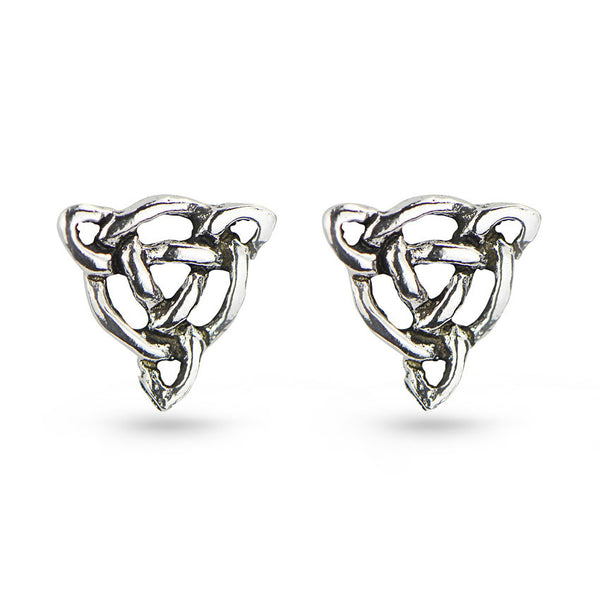 Celtic Symbol Triangle Sterling Silver Stud Earrings