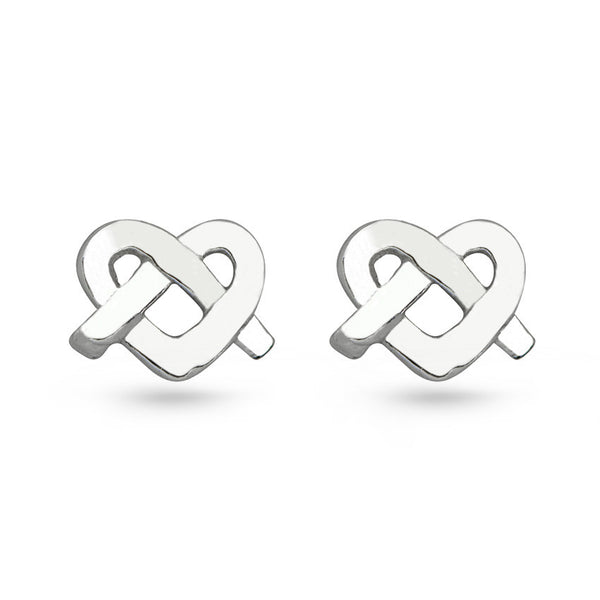 Love Knot Heart Sterling Silver Stud Earrings
