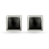 Black Resin Square Sterling Silver Stud Earrings