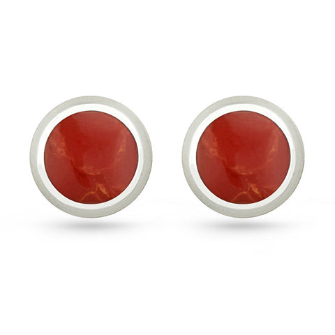 Red Resin Round Stud Earrings