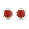 Red Resin Round Sterling Silver Stud Earrings