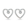 Love Heart Shaped Cubic Zirconia Silver Stud Earrings