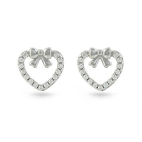 Silver Heart & Rose Gold Circle Stud Earrings