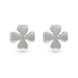 Silver Four-Leaf Clover Stud Earrings
