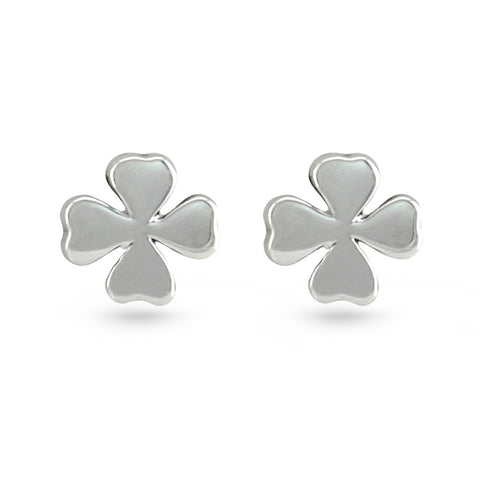 Silver Four Leaf Clover Stud Earrings
