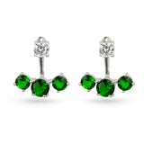 Emerald Green Cubic Zirconia Pierced Sterling Silver Earring Jackets