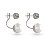 Pearl And Cubic Zirconia Silver Ball Earring Jackets