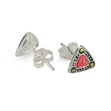 Red Resin Triangle Sterling Silver Stud Earrings