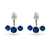 Sapphire Blue Cubic Zirconia Pierced Sterling Silver Earring Jackets