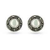 Sea Shell And Marcasite Round Stud Earrings