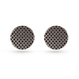 Round Sterling Silver Checker Pattern Stud Earrings