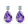 Amethyst and Swiss Blue Topaz Sterling Silver Gold Plated Stud Earrings