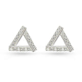 Cubic Zirconia Silver Triangle Stud Earrings