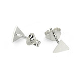 Glossy Look Triangle Sterling Silver Stud Earrings