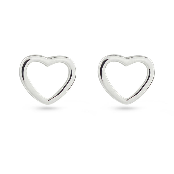 Sterling Silver Heart Frame Stud Earrings