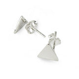 Glossy Look Triangle Sterling Silver Stud Earrings Large