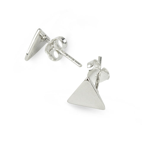 Silver Triangle Cut Stud Earrings