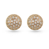 Silver Ball Rose Gold Plated White Cubic Zirconia Stud Earrings
