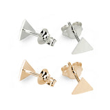 Silver Triangle and Rose Gold Plated Triangle Sterling Silver Stud Earrings Bundle