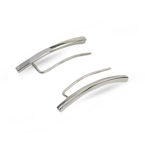 Curve Silver Simple Climber Earrings
