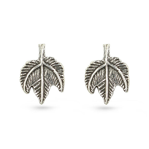 Silver Maple Leaf Stud Earrings
